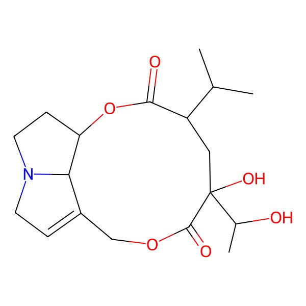 2D Structure of (1R,4S,6S,16R)-6-hydroxy-6-[(1S)-1-hydroxyethyl]-4-propan-2-yl-2,8-dioxa-13-azatricyclo[8.5.1.013,16]hexadec-10-ene-3,7-dione