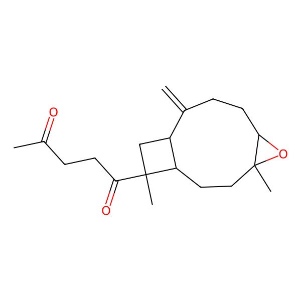 2D Structure of 1-[(1R,4R,6R,10S,12R)-4,12-dimethyl-9-methylidene-5-oxatricyclo[8.2.0.04,6]dodecan-12-yl]pentane-1,4-dione