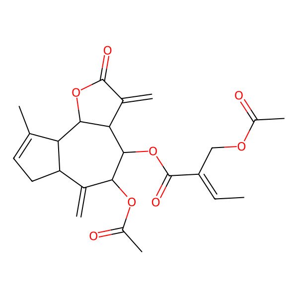 2D Structure of [(3aS,4S,5R,6aR,9aR,9bR)-5-acetyloxy-9-methyl-3,6-dimethylidene-2-oxo-4,5,6a,7,9a,9b-hexahydro-3aH-azuleno[4,5-b]furan-4-yl] (E)-2-(acetyloxymethyl)but-2-enoate