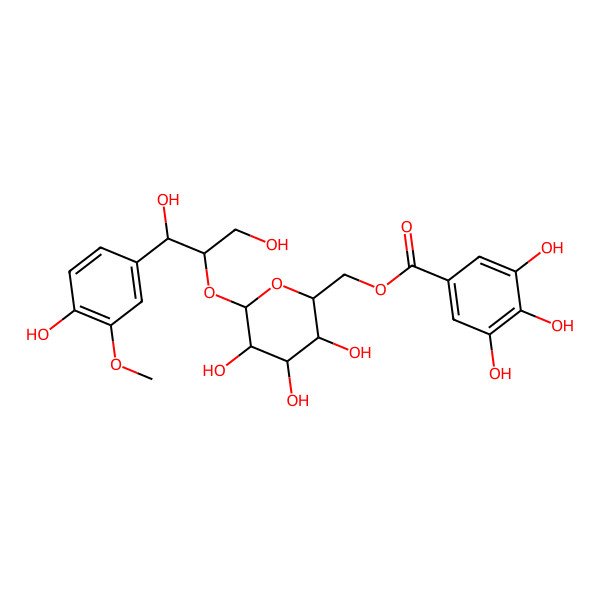 2D Structure of [(2R,3S,4S,5R,6R)-6-[(1S,2S)-1,3-dihydroxy-1-(4-hydroxy-3-methoxyphenyl)propan-2-yl]oxy-3,4,5-trihydroxyoxan-2-yl]methyl 3,4,5-trihydroxybenzoate