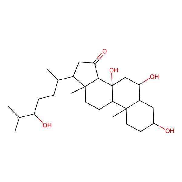 2D Structure of 3,6,8-trihydroxy-17-(5-hydroxy-6-methylheptan-2-yl)-10,13-dimethyl-2,3,4,5,6,7,9,11,12,14,16,17-dodecahydro-1H-cyclopenta[a]phenanthren-15-one