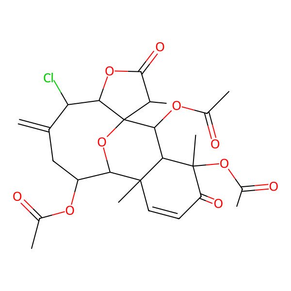 2D Structure of (15,17-Diacetyloxy-6-chloro-2,11,15-trimethyl-7-methylidene-3,14-dioxo-4,18-dioxatetracyclo[8.7.1.01,5.011,16]octadec-12-en-9-yl) acetate