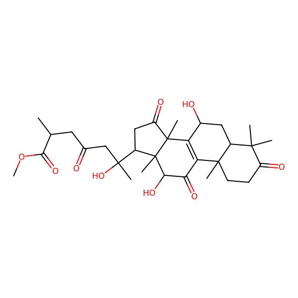 2D Structure of Methyl 6-(7,12-dihydroxy-4,4,10,13,14-pentamethyl-3,11,15-trioxo-1,2,5,6,7,12,16,17-octahydrocyclopenta[a]phenanthren-17-yl)-6-hydroxy-2-methyl-4-oxoheptanoate