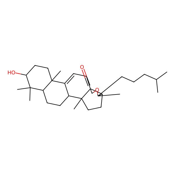 2D Structure of (1S,2S,5R,6S,9R,13S,16S,18R)-16-hydroxy-2,6,13,17,17-pentamethyl-6-(4-methylpentyl)-7-oxapentacyclo[10.8.0.02,9.05,9.013,18]icos-11-en-8-one