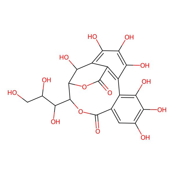 2D Structure of 2,3,4,7,8,9,19-Heptahydroxy-14-(1,2,3-trihydroxypropyl)-13,16-dioxatetracyclo[13.3.1.05,18.06,11]nonadeca-1,3,5(18),6,8,10-hexaene-12,17-dione