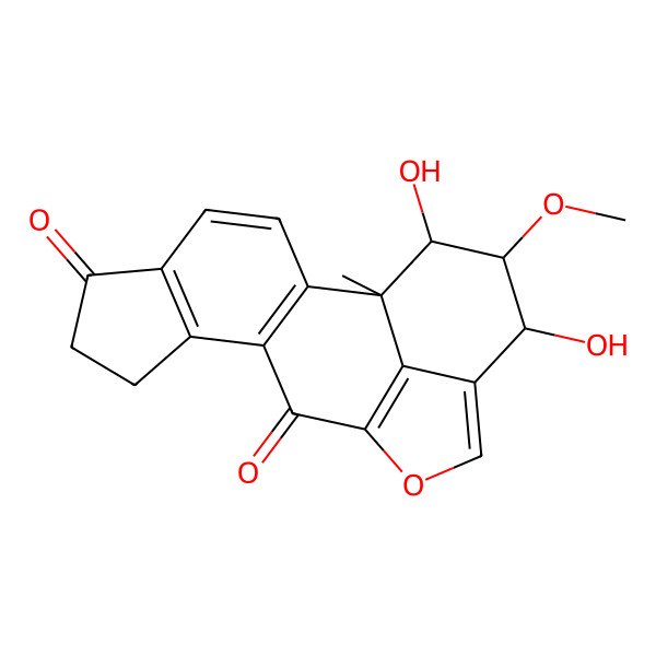 2D Structure of 16,18-Dihydroxy-17-methoxy-1-methyl-13-oxapentacyclo[10.6.1.02,10.05,9.015,19]nonadeca-2(10),3,5(9),12(19),14-pentaene-6,11-dione