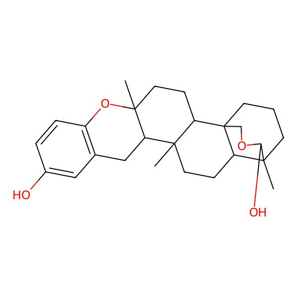 2D Structure of (1S,2S,5S,14S,15R,18R,19S)-5,15,19-trimethyl-6,21-dioxahexacyclo[17.3.3.01,18.02,15.05,14.07,12]pentacosa-7(12),8,10-triene-10,20-diol