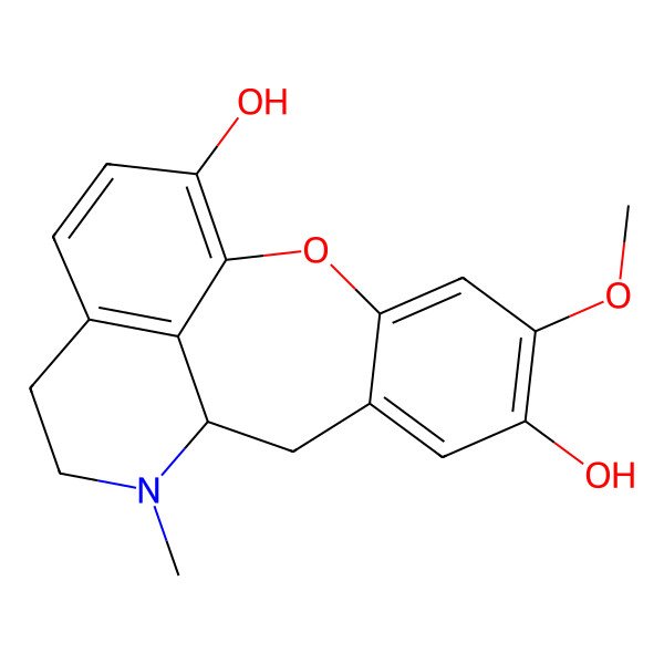 2D Structure of 5-Methoxy-11-methyl-2-oxa-11-azatetracyclo[8.7.1.03,8.014,18]octadeca-1(17),3,5,7,14(18),15-hexaene-6,17-diol
