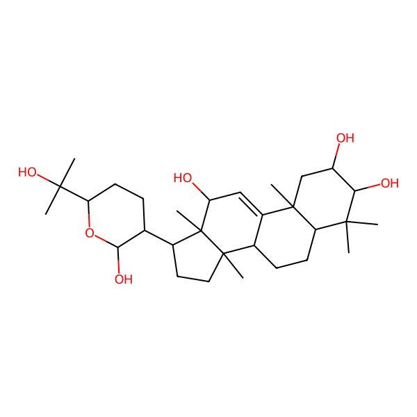 2D Structure of 17-[2-hydroxy-6-(2-hydroxypropan-2-yl)oxan-3-yl]-4,4,10,13,14-pentamethyl-2,3,5,6,7,8,12,15,16,17-decahydro-1H-cyclopenta[a]phenanthrene-2,3,12-triol