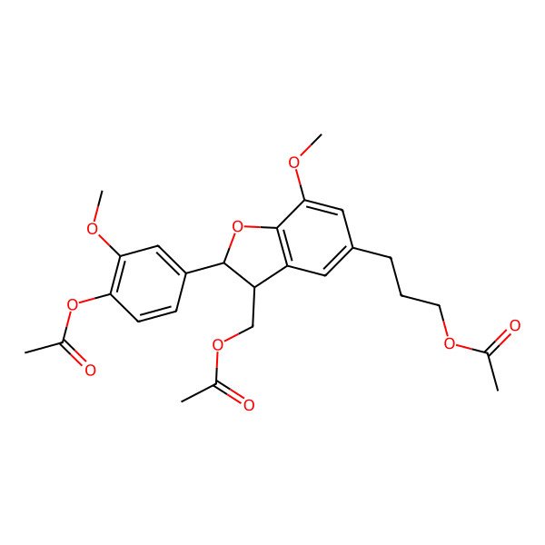 2D Structure of 3-[2-(4-Acetyloxy-3-methoxyphenyl)-3-(acetyloxymethyl)-7-methoxy-2,3-dihydro-1-benzofuran-5-yl]propyl acetate