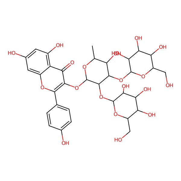 2D Structure of 5,7-dihydroxy-3-[(2S,3R,4R,5S,6S)-5-hydroxy-6-methyl-3,4-bis[[(2S,3R,4S,5S,6R)-3,4,5-trihydroxy-6-(hydroxymethyl)oxan-2-yl]oxy]oxan-2-yl]oxy-2-(4-hydroxyphenyl)chromen-4-one