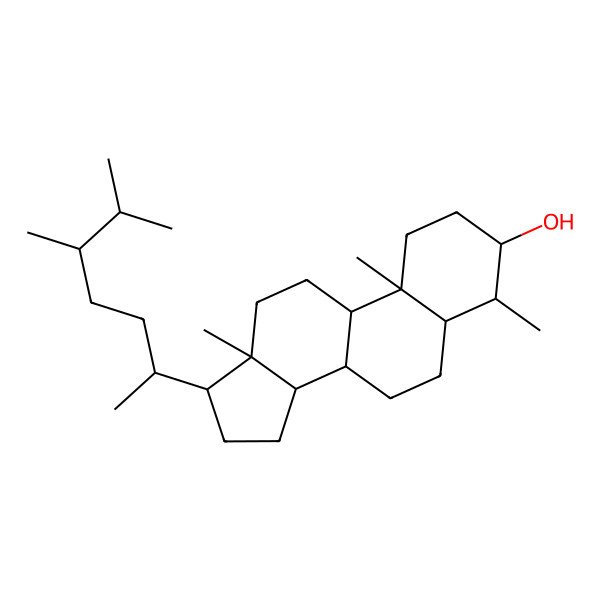2D Structure of (3S,4S,5R,8S,9S,10R,13R,14S,17R)-17-[(2R,5R)-5,6-dimethylheptan-2-yl]-4,10,13-trimethyl-2,3,4,5,6,7,8,9,11,12,14,15,16,17-tetradecahydro-1H-cyclopenta[a]phenanthren-3-ol