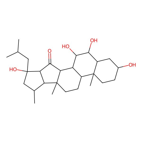 2D Structure of (1R,2R,4S,5R,7R,8S,9R,12S,13R,16R,18S,19R,20R)-5,16,19,20-tetrahydroxy-7,9,13-trimethyl-5-(2-methylpropyl)pentacyclo[10.8.0.02,9.04,8.013,18]icosan-3-one