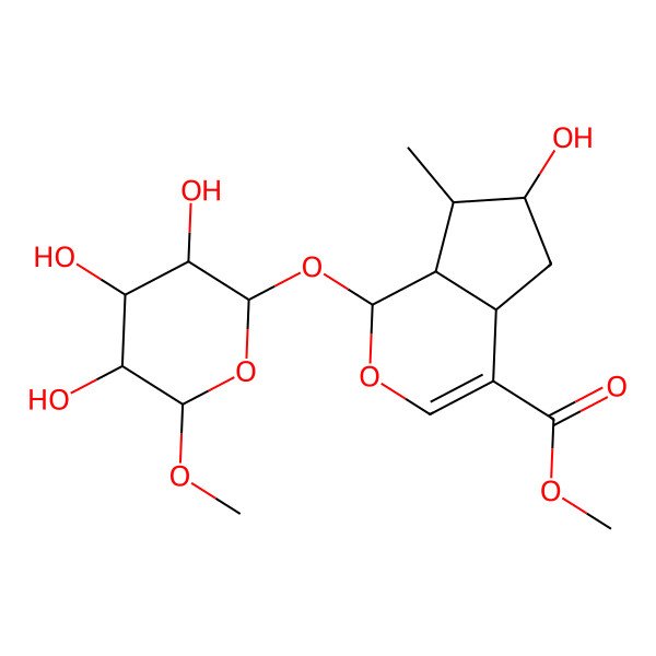 2D Structure of Methyl 6-hydroxy-7-methyl-1-(3,4,5-trihydroxy-6-methoxyoxan-2-yl)oxy-1,4a,5,6,7,7a-hexahydrocyclopenta[c]pyran-4-carboxylate
