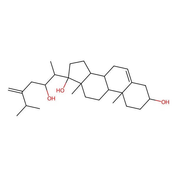 2D Structure of 17-(3-Hydroxy-6-methyl-5-methylideneheptan-2-yl)-10,13-dimethyl-1,2,3,4,7,8,9,11,12,14,15,16-dodecahydrocyclopenta[a]phenanthrene-3,17-diol