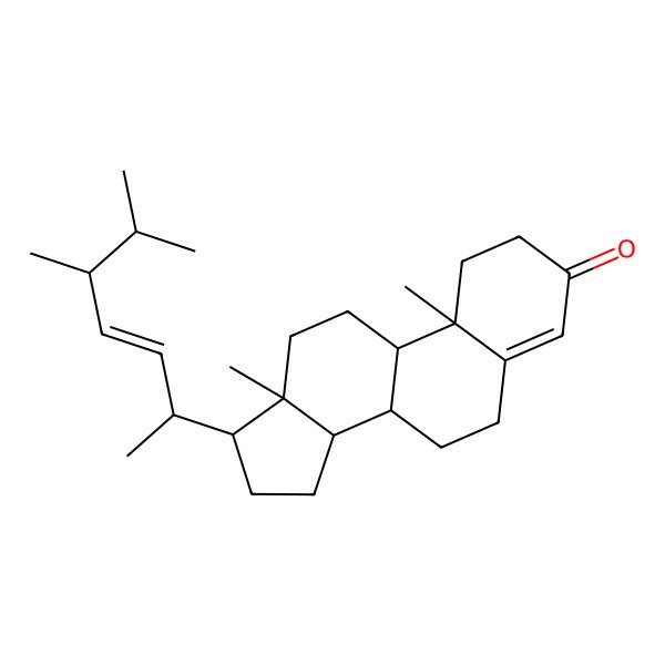 2D Structure of (8S,9S,10R,13R,14S,17R)-17-[(E,2S,5R)-5,6-dimethylhept-3-en-2-yl]-10,13-dimethyl-1,2,6,7,8,9,11,12,14,15,16,17-dodecahydrocyclopenta[a]phenanthren-3-one