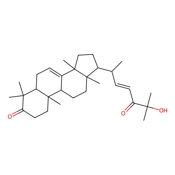 2D Structure of (5R,9R,10R,13S,14S,17S)-17-[(E,2S)-6-hydroxy-6-methyl-5-oxohept-3-en-2-yl]-4,4,10,13,14-pentamethyl-1,2,5,6,9,11,12,15,16,17-decahydrocyclopenta[a]phenanthren-3-one