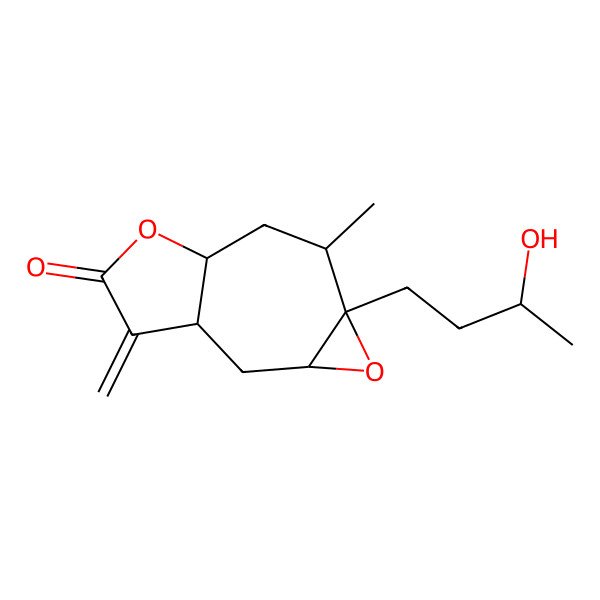 2D Structure of (1R,3R,5S,6S,8R)-5-[(3S)-3-hydroxybutyl]-6-methyl-11-methylidene-4,9-dioxatricyclo[6.3.0.03,5]undecan-10-one