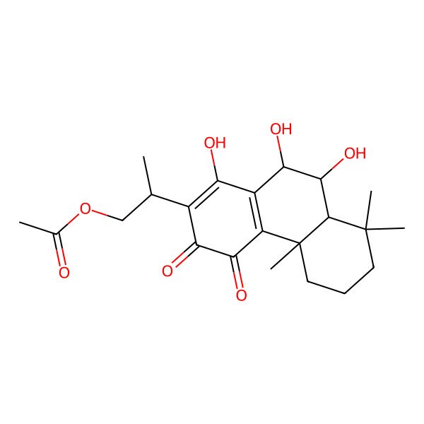 2D Structure of 2-[(4bS,8aR)-1,9,10-trihydroxy-4b,8,8-trimethyl-3,4-dioxo-5,6,7,8a,9,10-hexahydrophenanthren-2-yl]propyl acetate