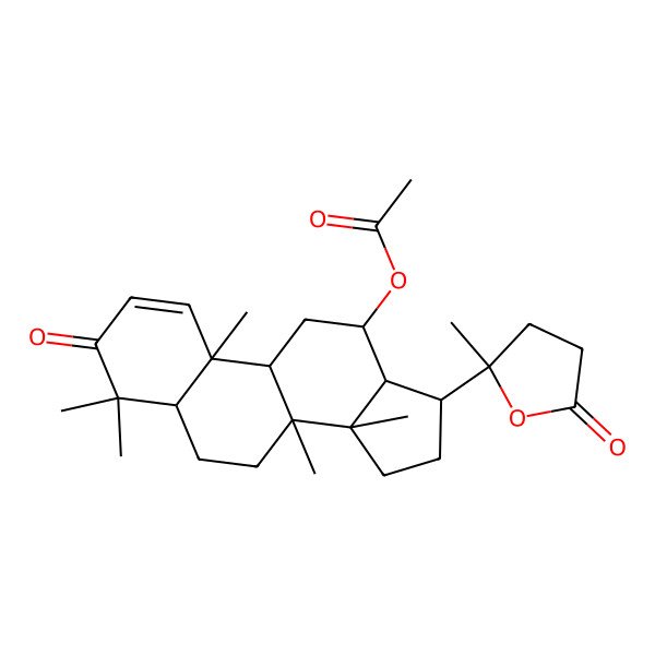 2D Structure of [(8R,10R,12R,14R)-4,4,8,10,14-pentamethyl-17-[(2S)-2-methyl-5-oxooxolan-2-yl]-3-oxo-5,6,7,9,11,12,13,15,16,17-decahydrocyclopenta[a]phenanthren-12-yl] acetate