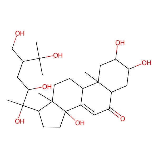 2D Structure of 2,3,14-trihydroxy-10,13-dimethyl-17-[2,3,6-trihydroxy-5-(hydroxymethyl)-6-methylheptan-2-yl]-2,3,4,5,9,11,12,15,16,17-decahydro-1H-cyclopenta[a]phenanthren-6-one
