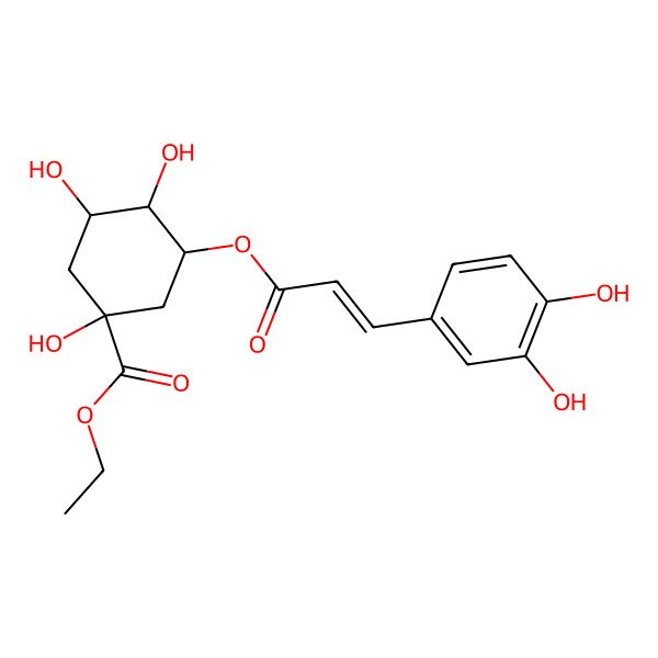 2D Structure of ethyl (1R,3S,4S,5S)-3-[(E)-3-(3,4-dihydroxyphenyl)prop-2-enoyl]oxy-1,4,5-trihydroxycyclohexane-1-carboxylate