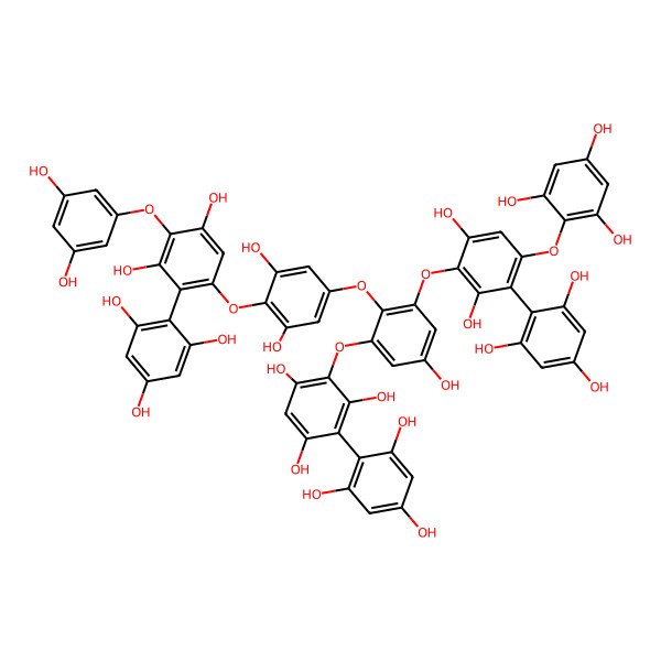 2D Structure of 2-[2-[4-[4-(3,5-Dihydroxyphenoxy)-3,5-dihydroxy-2-(2,4,6-trihydroxyphenyl)phenoxy]-3,5-dihydroxyphenoxy]-3-[2,6-dihydroxy-4-(2,4,6-trihydroxyphenoxy)-3-(2,4,6-trihydroxyphenyl)phenoxy]-5-hydroxyphenoxy]-4-(2,4,6-trihydroxyphenyl)benzene-1,3,5-triol