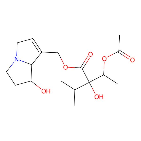 2D Structure of (7-hydroxy-5,6,7,8-tetrahydro-3H-pyrrolizin-1-yl)methyl 2-(1-acetyloxyethyl)-2-hydroxy-3-methylbutanoate
