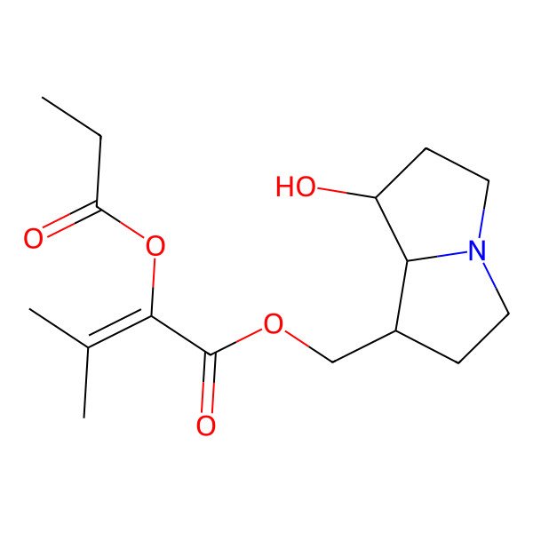 2D Structure of [(1S,7S,8S)-7-hydroxy-2,3,5,6,7,8-hexahydro-1H-pyrrolizin-1-yl]methyl 3-methyl-2-propanoyloxybut-2-enoate