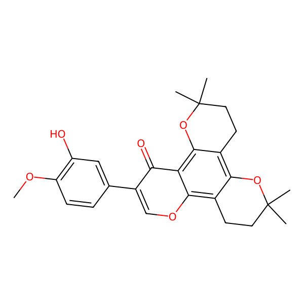 2D Structure of 5-(3-Hydroxy-4-methoxyphenyl)-10,10,16,16-tetramethyl-3,9,15-trioxatetracyclo[12.4.0.02,7.08,13]octadeca-1,4,7,13-tetraen-6-one