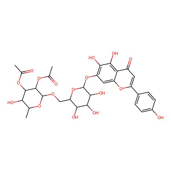 2D Structure of [3-Acetyloxy-2-[[6-[5,6-dihydroxy-2-(4-hydroxyphenyl)-4-oxochromen-7-yl]oxy-3,4,5-trihydroxyoxan-2-yl]methoxy]-5-hydroxy-6-methyloxan-4-yl] acetate
