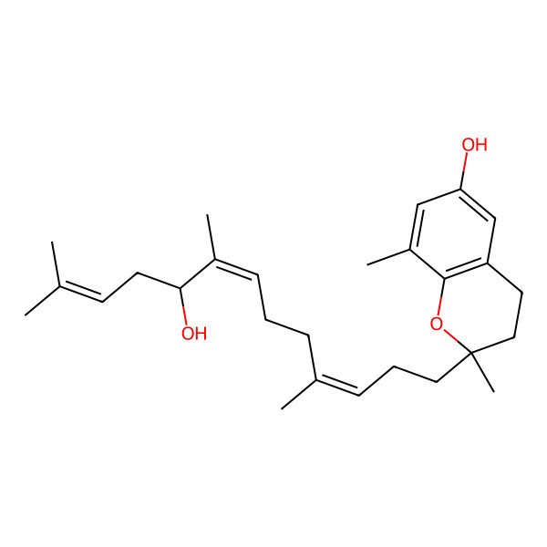 2D Structure of (2R)-2-[(7E,9R)-9-hydroxy-4,8,12-trimethyltrideca-3,7,11-trienyl]-2,8-dimethyl-3,4-dihydrochromen-6-ol