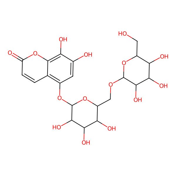 2D Structure of 7,8-Dihydroxy-5-[3,4,5-trihydroxy-6-[[3,4,5-trihydroxy-6-(hydroxymethyl)oxan-2-yl]oxymethyl]oxan-2-yl]oxychromen-2-one