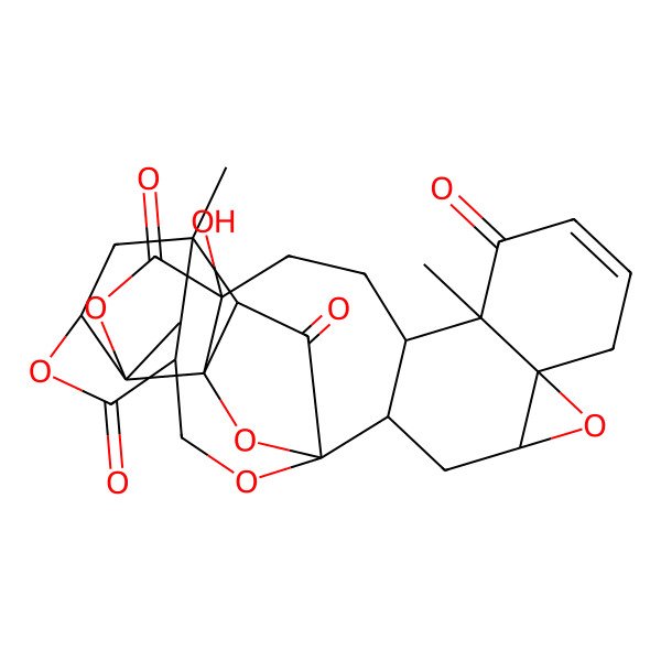 2D Structure of (1R,2R,4R,6S,11R,12S,15R,18S,19R,20S,21R,23R,26S)-15-hydroxy-11,18,21-trimethyl-5,17,24,28,29-pentaoxanonacyclo[17.9.1.11,20.02,12.04,6.06,11.015,19.018,23.021,26]triacont-8-ene-10,16,25,30-tetrone