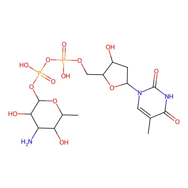 2D Structure of [(2R,5S)-4-amino-3,5-dihydroxy-6-methyloxan-2-yl] [hydroxy-[[(2R,3S,5R)-3-hydroxy-5-(5-methyl-2,4-dioxopyrimidin-1-yl)oxolan-2-yl]methoxy]phosphoryl] hydrogen phosphate
