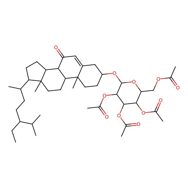 2D Structure of [3,4,5-Triacetyloxy-6-[[17-(5-ethyl-6-methylheptan-2-yl)-10,13-dimethyl-7-oxo-1,2,3,4,8,9,11,12,14,15,16,17-dodecahydrocyclopenta[a]phenanthren-3-yl]oxy]oxan-2-yl]methyl acetate