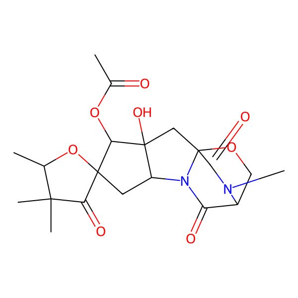 2D Structure of [(1S,3S,4S,5S,5'R,7R,10S)-3-hydroxy-4',4',5',11-tetramethyl-3',9,12-trioxospiro[13-oxa-8,11-diazatetracyclo[8.2.2.01,8.03,7]tetradecane-5,2'-oxolane]-4-yl] acetate
