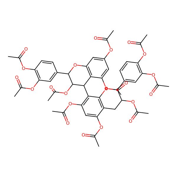 2D Structure of [5,7-diacetyloxy-2-(3,4-diacetyloxyphenyl)-8-[3,5,7-triacetyloxy-2-(3,4-diacetyloxyphenyl)-3,4-dihydro-2H-chromen-4-yl]-3,4-dihydro-2H-chromen-3-yl] acetate