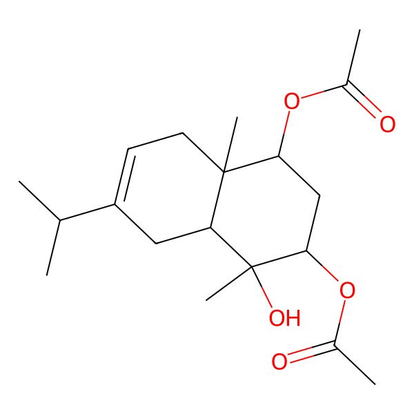 2D Structure of [(1R,3S,4R,4aR,8aR)-3-acetyloxy-4-hydroxy-4,8a-dimethyl-6-propan-2-yl-1,2,3,4a,5,8-hexahydronaphthalen-1-yl] acetate