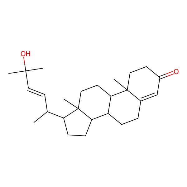 2D Structure of (8S,9S,10R,13R,14S,17R)-17-[(E,2R)-5-hydroxy-5-methylhex-3-en-2-yl]-10,13-dimethyl-1,2,6,7,8,9,11,12,14,15,16,17-dodecahydrocyclopenta[a]phenanthren-3-one
