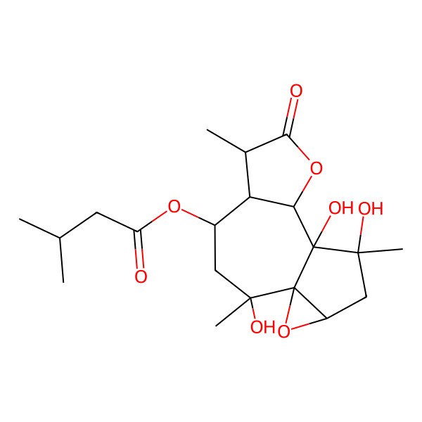 2D Structure of (2,10,11-Trihydroxy-2,6,11-trimethyl-7-oxo-8,14-dioxatetracyclo[8.4.0.01,13.05,9]tetradecan-4-yl) 3-methylbutanoate