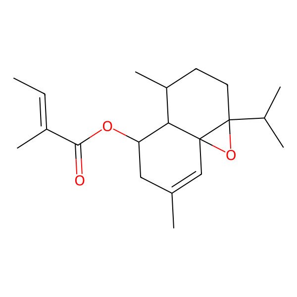 2D Structure of [(1aS,4S,4aS,5S,8aS)-4,7-dimethyl-1a-propan-2-yl-2,3,4,4a,5,6-hexahydronaphtho[4a,5-b]oxiren-5-yl] (Z)-2-methylbut-2-enoate