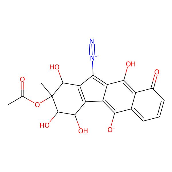 2D Structure of (1R,2R,3R,4S)-2-acetyloxy-11-diazonio-1,3,4,10-tetrahydroxy-2-methyl-9-oxo-3,4-dihydro-1H-benzo[b]fluoren-5-olate