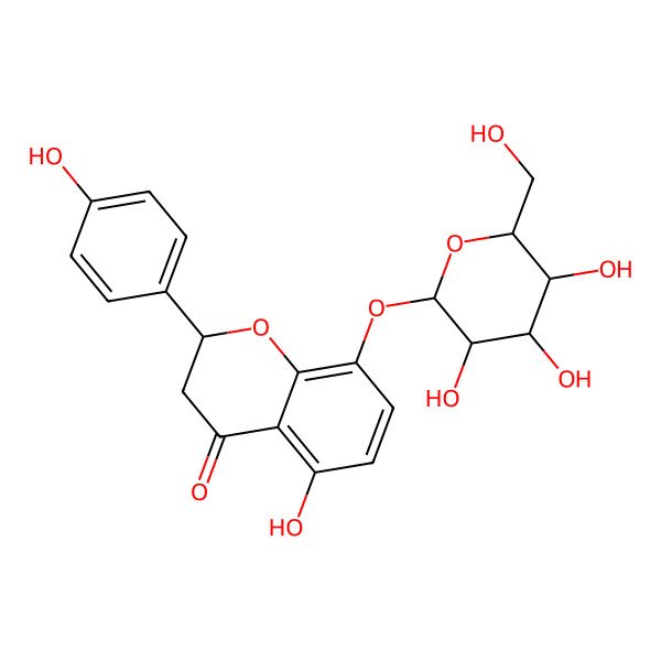 2D Structure of (2S)-5-hydroxy-2-(4-hydroxyphenyl)-8-[(2S,3R,4S,5S,6R)-3,4,5-trihydroxy-6-(hydroxymethyl)oxan-2-yl]oxy-2,3-dihydrochromen-4-one