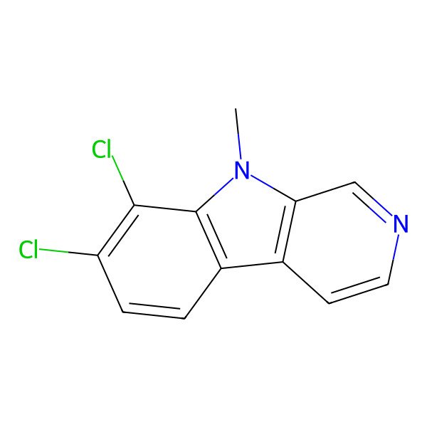 2D Structure of 7,8-dichloro-9-methyl-9H-pyrido(3,4-b)indole