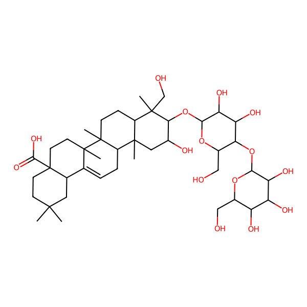 2D Structure of (2beta,3beta,4alpha)-3-((4-O-beta-D-Glucopyranosyl-beta-D-glucopyranosyl)oxy)-2,23-dihydroxyolean-12-en-28-oic acid