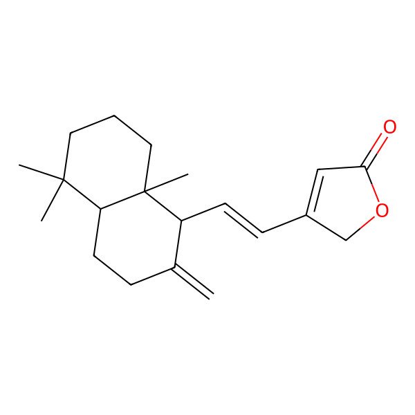 2D Structure of 3-[(E)-2-[(1S,4aS,8aS)-5,5,8a-trimethyl-2-methylidene-3,4,4a,6,7,8-hexahydro-1H-naphthalen-1-yl]ethenyl]-2H-furan-5-one