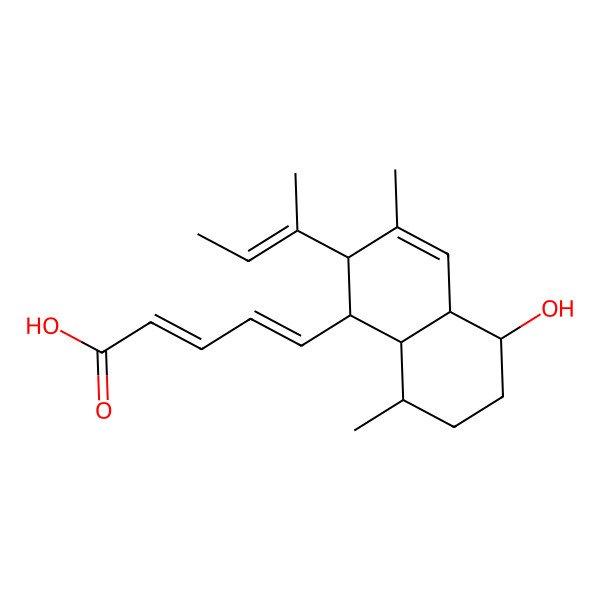 2D Structure of (2E,4E)-5-[(1S,2R,4aR,5S,8S,8aS)-2-[(E)-but-2-en-2-yl]-5-hydroxy-3,8-dimethyl-1,2,4a,5,6,7,8,8a-octahydronaphthalen-1-yl]penta-2,4-dienoic acid