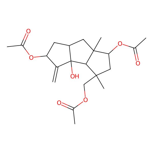 2D Structure of [(1S,3R,3aS,3bR,5S,6aS,7aS)-1,5-diacetyloxy-3b-hydroxy-3,7a-dimethyl-4-methylidene-2,3a,5,6,6a,7-hexahydro-1H-cyclopenta[a]pentalen-3-yl]methyl acetate