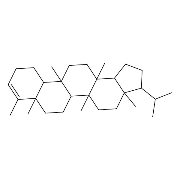 2D Structure of 3a,5a,7a,8,11b,13a-Hexamethyl-3-propan-2-yl-1,2,3,4,5,5b,6,7,10,11,11a,12,13,13b-tetradecahydrocyclopenta[a]chrysene